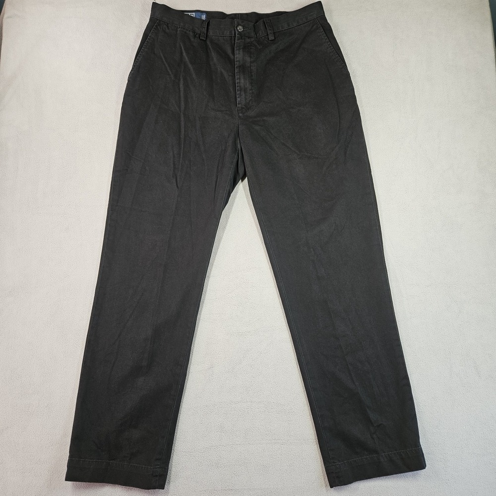 Vintage Polo Ralph Lauren Chino Pants Mens 35x32 Fits (34x31) Black Classic Prep - Picture 2 of 14